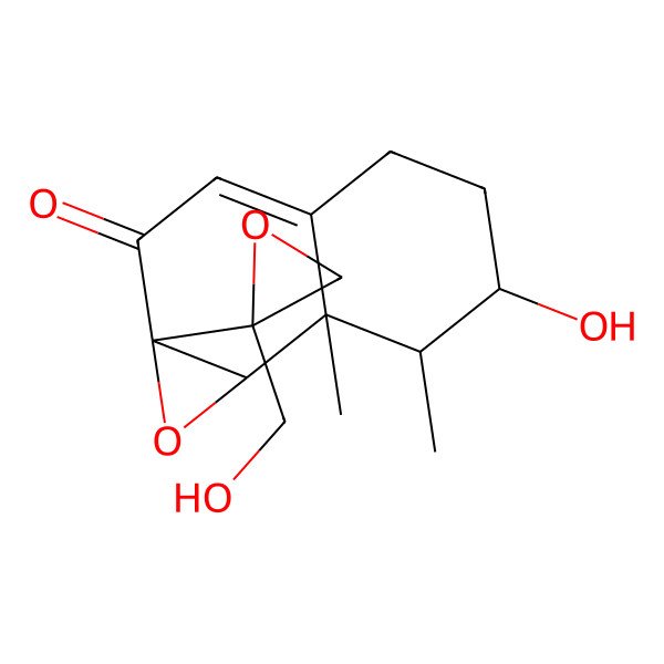 2D Structure of (1aS,6R,7R,7aR,7bR)-6-hydroxy-1a-[2-(hydroxymethyl)oxiran-2-yl]-7,7a-dimethyl-5,6,7,7b-tetrahydro-4H-naphtho[1,2-b]oxiren-2-one