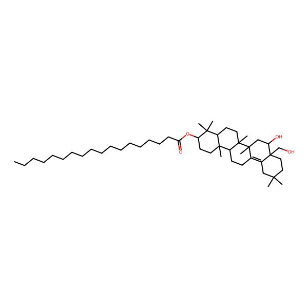 2D Structure of [(3S,4aR,6aR,6bS,8S,8aS,14aR,14bR)-8-hydroxy-8a-(hydroxymethyl)-4,4,6a,6b,11,11,14b-heptamethyl-1,2,3,4a,5,6,7,8,9,10,12,13,14,14a-tetradecahydropicen-3-yl] octadecanoate