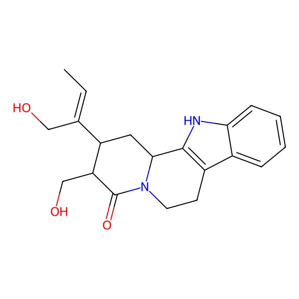 2D Structure of (2R,3S,12bS)-2-[(Z)-1-hydroxybut-2-en-2-yl]-3-(hydroxymethyl)-2,3,6,7,12,12b-hexahydro-1H-indolo[2,3-a]quinolizin-4-one
