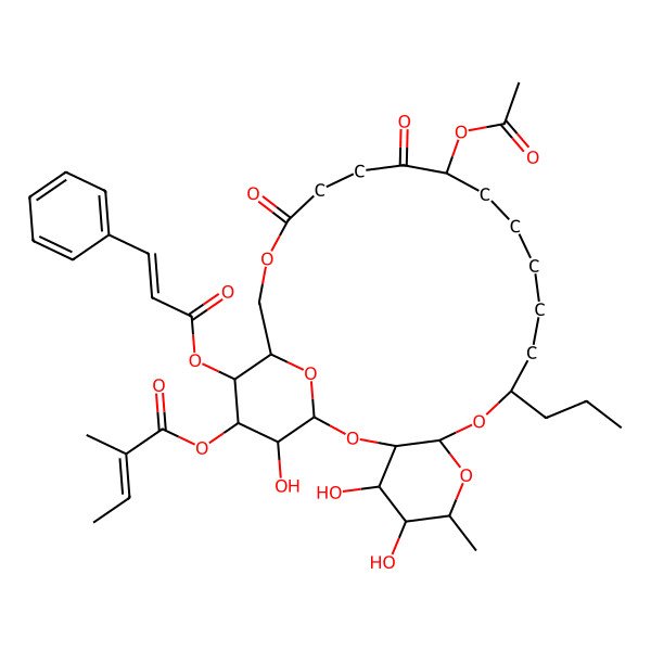 2D Structure of [16-Acetyloxy-4,5,26-trihydroxy-6-methyl-17,20-dioxo-24-(3-phenylprop-2-enoyloxy)-10-propyl-2,7,9,21,27-pentaoxatricyclo[21.3.1.03,8]heptacosan-25-yl] 2-methylbut-2-enoate