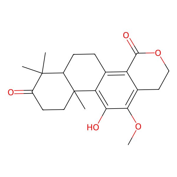 2D Structure of 11-hydroxy-12-methoxy-7,7,10a-trimethyl-2,5,6,6a,9,10-hexahydro-1H-naphtho[1,2-h]isochromene-4,8-dione