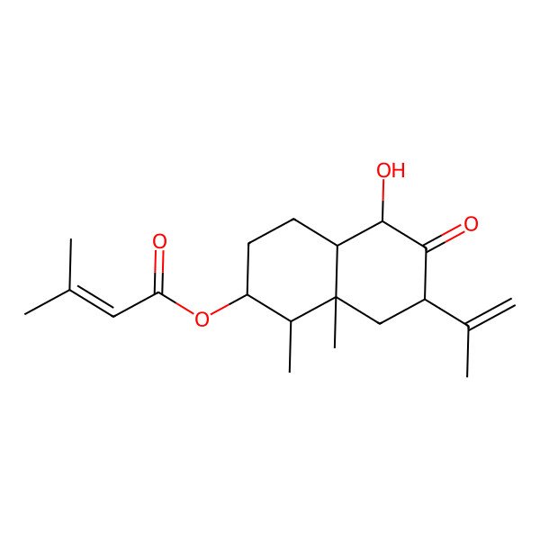 2D Structure of [(1R,2R,4aS,5R,7R,8aR)-5-hydroxy-1,8a-dimethyl-6-oxo-7-prop-1-en-2-yl-1,2,3,4,4a,5,7,8-octahydronaphthalen-2-yl] 3-methylbut-2-enoate