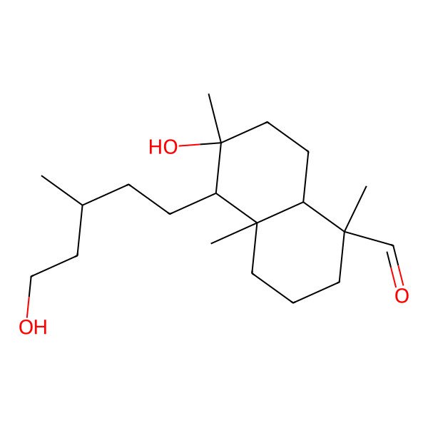 2D Structure of 6-hydroxy-5-(5-hydroxy-3-methylpentyl)-1,4a,6-trimethyl-3,4,5,7,8,8a-hexahydro-2H-naphthalene-1-carbaldehyde
