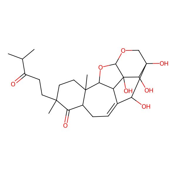 2D Structure of rel-(3R,4aR,7aS,12aR,12bS)-1,2,3,4a,5,7a,7b,9,10,11a,12a,12b-Dodecahydro-7b,8,9,13-tetrahydroxy-3,12b-dimethyl-3-(4-methyl-3-oxopentyl)-7,9-methano-4H,8H-benzo[3',4']cyclohepta[1',2':4,5]furo[2,3-b]pyran-4-one