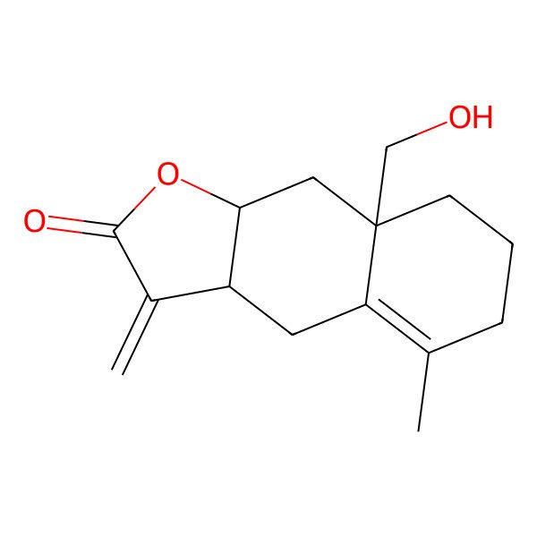 2D Structure of (3aR,8aS,9aR)-8a-(hydroxymethyl)-5-methyl-3-methylidene-4,6,7,8,9,9a-hexahydro-3aH-benzo[f][1]benzofuran-2-one