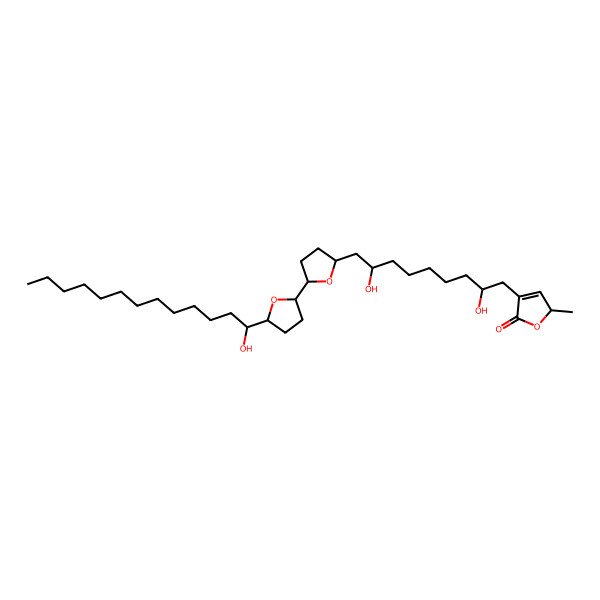 2D Structure of (2S)-4-[(2R,8R)-2,8-dihydroxy-9-[(2R,5S)-5-[(2R,5S)-5-[(1S)-1-hydroxytridecyl]oxolan-2-yl]oxolan-2-yl]nonyl]-2-methyl-2H-furan-5-one