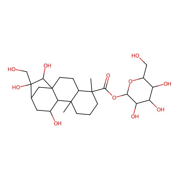 2D Structure of [3,4,5-Trihydroxy-6-(hydroxymethyl)oxan-2-yl] 11,14,15-trihydroxy-14-(hydroxymethyl)-5,9-dimethyltetracyclo[11.2.1.01,10.04,9]hexadecane-5-carboxylate