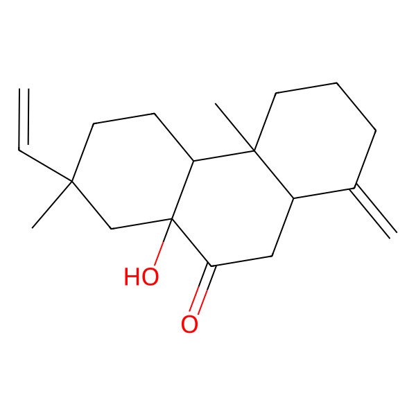 2D Structure of (4aS,4bR,7S,8aR,10aS)-7-ethenyl-8a-hydroxy-4a,7-dimethyl-1-methylidene-3,4,4b,5,6,8,10,10a-octahydro-2H-phenanthren-9-one