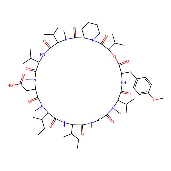 2D Structure of cyclo[DL-N(Me)Asp-DL-N(Me)xiIle-DL-xiIle-Gly-DL-N(Me)Val-DL-Tyr(Me)-DL-OVal-DL-Pip-DL-N(Me)Val-DL-Val]