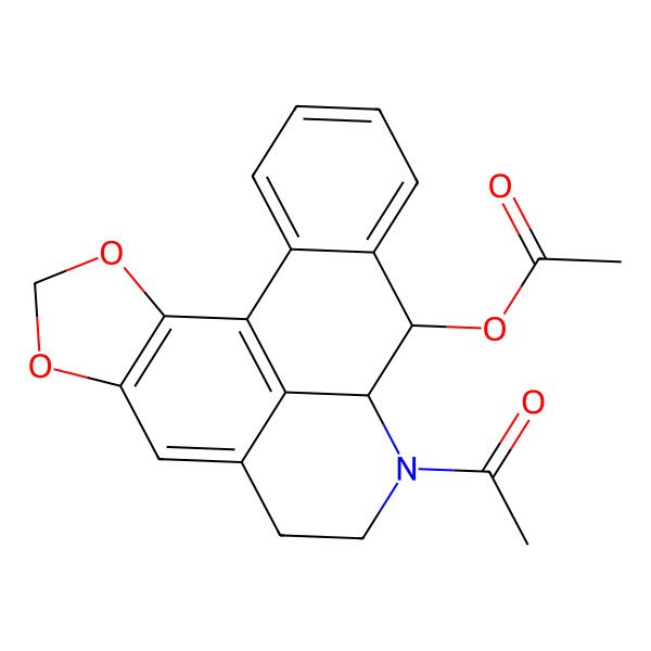 2D Structure of [(12S,13R)-11-acetyl-3,5-dioxa-11-azapentacyclo[10.7.1.02,6.08,20.014,19]icosa-1(20),2(6),7,14,16,18-hexaen-13-yl] acetate