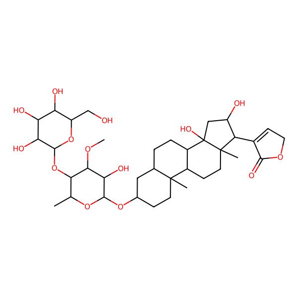 2D Structure of 4-[14,16-dihydroxy-3-[3-hydroxy-4-methoxy-6-methyl-5-[3,4,5-trihydroxy-6-(hydroxymethyl)oxan-2-yl]oxyoxan-2-yl]oxy-10,13-dimethyl-1,2,3,4,5,6,7,8,9,11,12,15,16,17-tetradecahydrocyclopenta[a]phenanthren-17-yl]-2H-furan-5-one