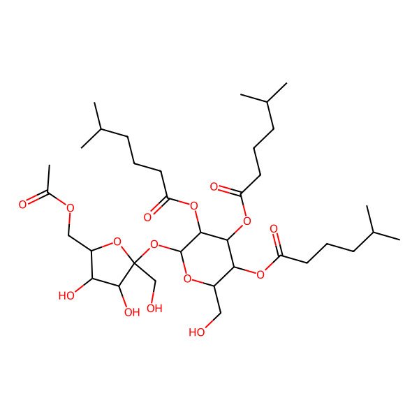 2D Structure of [6-[5-(Acetyloxymethyl)-3,4-dihydroxy-2-(hydroxymethyl)oxolan-2-yl]oxy-2-(hydroxymethyl)-4,5-bis(5-methylhexanoyloxy)oxan-3-yl] 5-methylhexanoate