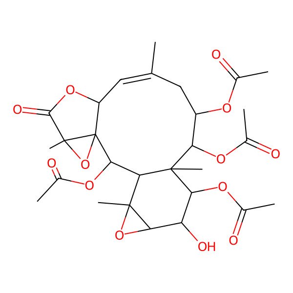 2D Structure of [(1S,2R,3S,5R,8S,9Z,12S,13R,14R,15S,16S,17R,19S)-2,13,15-triacetyloxy-16-hydroxy-5,10,14,19-tetramethyl-6-oxo-4,7,18-trioxapentacyclo[12.5.0.03,5.03,8.017,19]nonadec-9-en-12-yl] acetate
