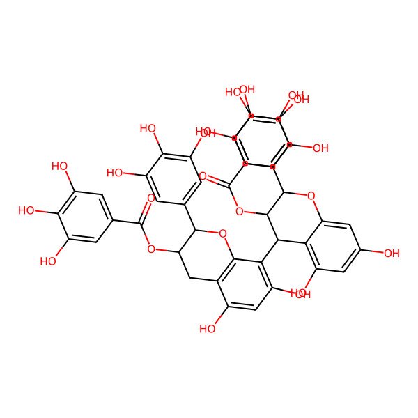 2D Structure of [(2R,3S)-8-[(2R,3R,4R)-5,7-dihydroxy-3-(3,4,5-trihydroxybenzoyl)oxy-2-(3,4,5-trihydroxyphenyl)-3,4-dihydro-2H-chromen-4-yl]-5,7-dihydroxy-2-(3,4,5-trihydroxyphenyl)-3,4-dihydro-2H-chromen-3-yl] 3,4,5-trihydroxybenzoate