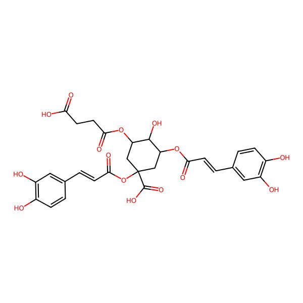 2D Structure of 3-(3-Carboxypropanoyloxy)-1,5-bis[3-(3,4-dihydroxyphenyl)prop-2-enoyloxy]-4-hydroxycyclohexane-1-carboxylic acid