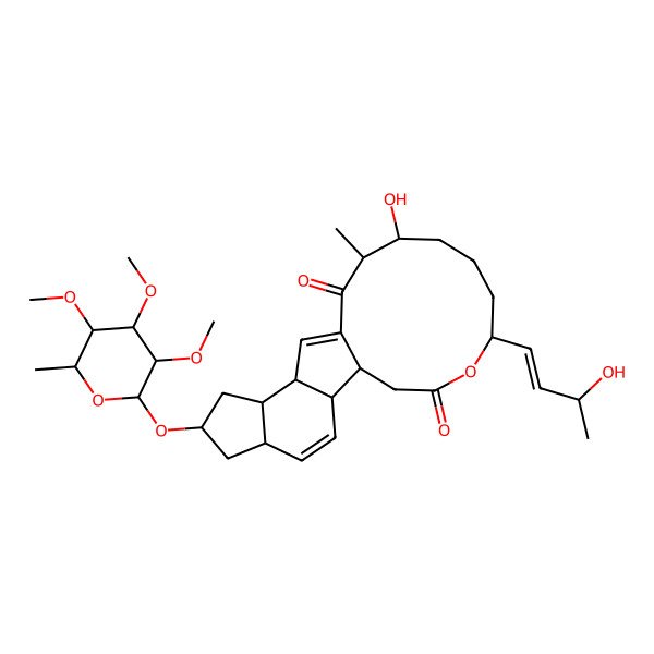 2D Structure of 15-Hydroxy-19-(3-hydroxybut-1-enyl)-14-methyl-7-(3,4,5-trimethoxy-6-methyloxan-2-yl)oxy-20-oxatetracyclo[10.10.0.02,10.05,9]docosa-3,11-diene-13,21-dione