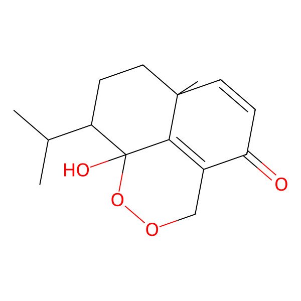 2D Structure of (1S,9S,12S)-1-hydroxy-9-methyl-12-propan-2-yl-2,3-dioxatricyclo[7.3.1.05,13]trideca-5(13),7-dien-6-one