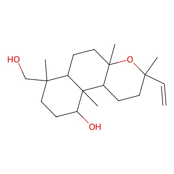 2D Structure of (3R,4aR,6aS,7R,10R,10aS,10bR)-3-ethenyl-7-(hydroxymethyl)-3,4a,7,10a-tetramethyl-2,5,6,6a,8,9,10,10b-octahydro-1H-benzo[f]chromen-10-ol