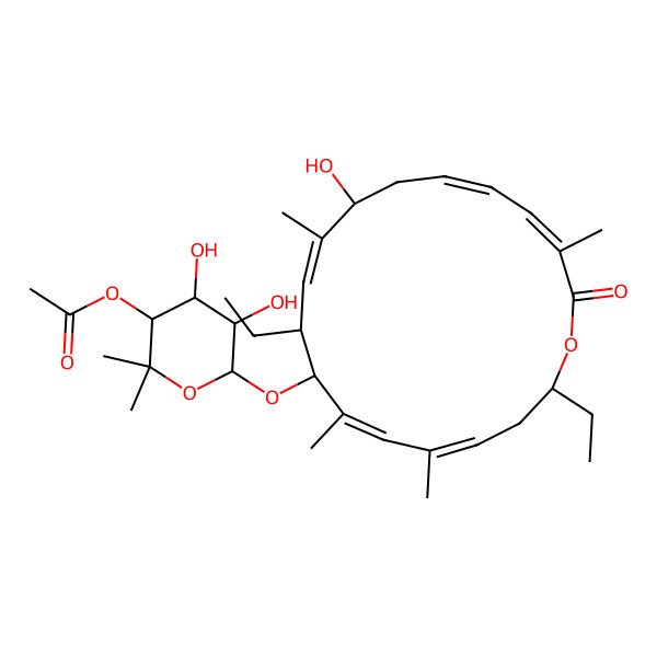 2D Structure of [(3R,4R,5S,6R)-6-[[(4E,6E,10E,14Z,16E)-2,9-diethyl-12-hydroxy-5,7,11,17-tetramethyl-18-oxo-1-oxacyclooctadeca-4,6,10,14,16-pentaen-8-yl]oxy]-4,5-dihydroxy-2,2-dimethyloxan-3-yl] acetate
