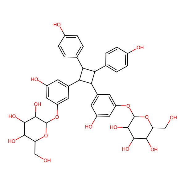 2D Structure of 2-[3-[2,3-Bis(4-hydroxyphenyl)-4-[3-hydroxy-5-[3,4,5-trihydroxy-6-(hydroxymethyl)oxan-2-yl]oxyphenyl]cyclobutyl]-5-hydroxyphenoxy]-6-(hydroxymethyl)oxane-3,4,5-triol