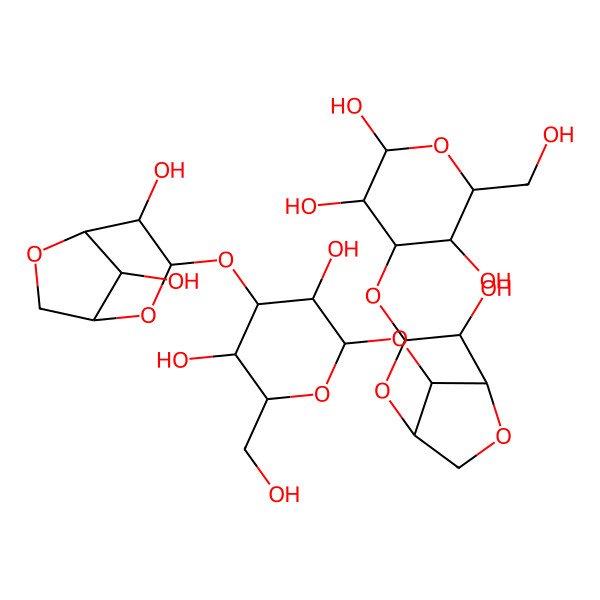 2D Structure of (2R,3R,4S,5S,6R)-4-[[(3S,4S,8R)-8-[(2S,3R,4S,5S,6R)-4-[[(3S,4S,8R)-4,8-dihydroxy-2,6-dioxabicyclo[3.2.1]octan-3-yl]oxy]-3,5-dihydroxy-6-(hydroxymethyl)oxan-2-yl]oxy-4-hydroxy-2,6-dioxabicyclo[3.2.1]octan-3-yl]oxy]-6-(hydroxymethyl)oxane-2,3,5-triol