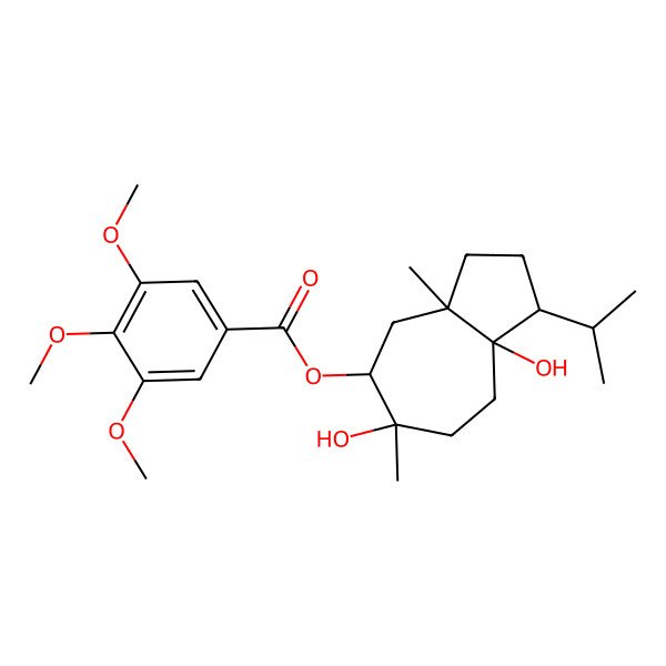 2D Structure of [(1R,3aR,5S,6R,8aS)-6,8a-dihydroxy-3a,6-dimethyl-1-propan-2-yl-2,3,4,5,7,8-hexahydro-1H-azulen-5-yl] 3,4,5-trimethoxybenzoate