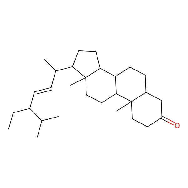 2D Structure of (5S,8R,9S,10S,13R,14S,17R)-17-[(E,2R,5S)-5-ethyl-6-methylhept-3-en-2-yl]-10,13-dimethyl-1,2,4,5,6,7,8,9,11,12,14,15,16,17-tetradecahydrocyclopenta[a]phenanthren-3-one