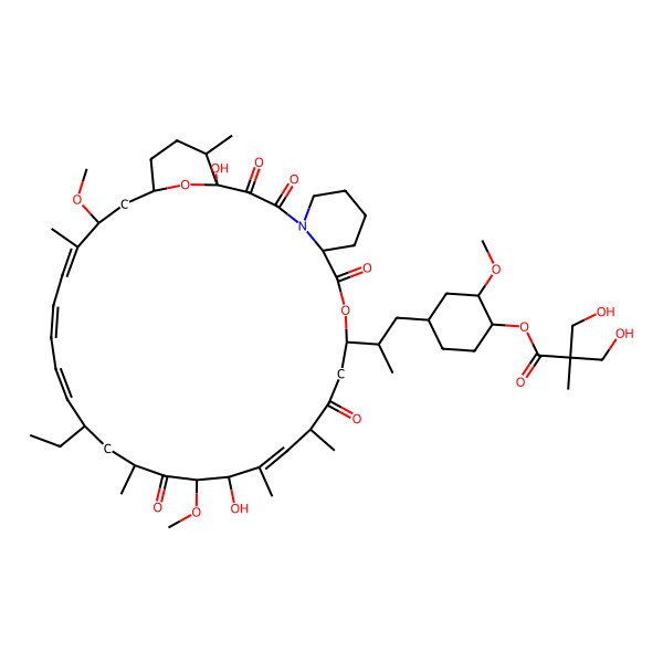 2D Structure of [(1R,2R,4S)-4-[(2R)-2-[(1R,9S,12S,15R,16Z,18R,19R,21R,23S,30S,32S,35R)-23-ethyl-1,18-dihydroxy-19,30-dimethoxy-15,17,21,29,35-pentamethyl-2,3,10,14,20-pentaoxo-11,36-dioxa-4-azatricyclo[30.3.1.04,9]hexatriaconta-16,24,26,28-tetraen-12-yl]propyl]-2-methoxycyclohexyl] 3-hydroxy-2-(hydroxymethyl)-2-methylpropanoate