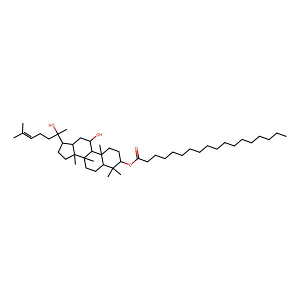 2D Structure of [11-hydroxy-17-(2-hydroxy-6-methylhept-5-en-2-yl)-4,4,8,10,14-pentamethyl-2,3,5,6,7,9,11,12,13,15,16,17-dodecahydro-1H-cyclopenta[a]phenanthren-3-yl] octadecanoate