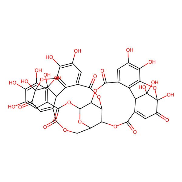 2D Structure of (1,13,14,18,18,19,34,35,39,39-Decahydroxy-2,5,10,20,23,31-hexaoxo-6,9,24,27,30,40,41-heptaoxanonacyclo[34.3.1.115,19.04,38.07,26.08,29.011,16.017,22.032,37]hentetraconta-3,11,13,15,21,32,34,36-octaen-28-yl) 3,4,5-trihydroxybenzoate