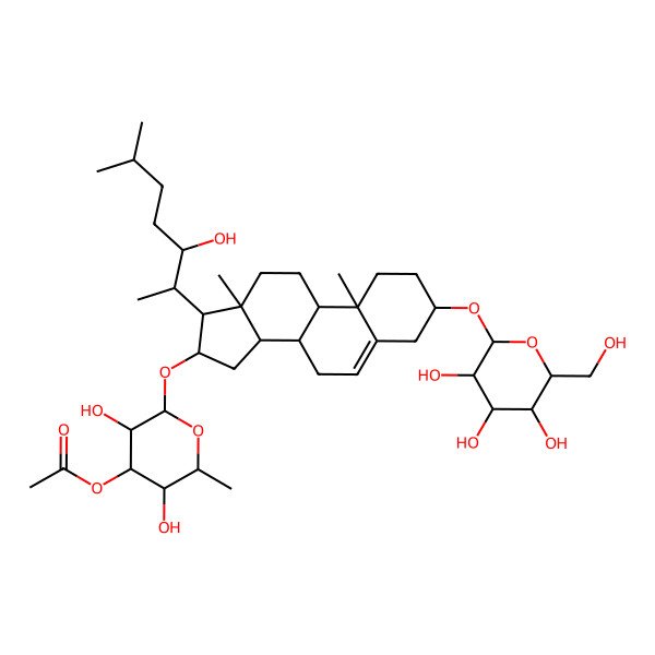 2D Structure of [(2R,3R,4R,5S,6S)-3,5-dihydroxy-2-[[(3S,8S,9S,10R,13S,14S,16S,17R)-17-[(2S,3S)-3-hydroxy-6-methylheptan-2-yl]-10,13-dimethyl-3-[(2R,3R,4S,5S,6R)-3,4,5-trihydroxy-6-(hydroxymethyl)oxan-2-yl]oxy-2,3,4,7,8,9,11,12,14,15,16,17-dodecahydro-1H-cyclopenta[a]phenanthren-16-yl]oxy]-6-methyloxan-4-yl] acetate