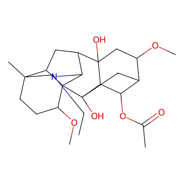 2D Structure of [(1R,2S,3R,4S,5R,6S,8S,9S,10R,13R,16S,17R)-11-ethyl-2,8-dihydroxy-6,16-dimethoxy-13-methyl-11-azahexacyclo[7.7.2.12,5.01,10.03,8.013,17]nonadecan-4-yl] acetate