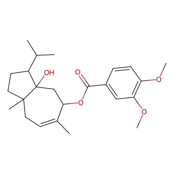 2D Structure of [(3R,3aS,5R,8aR)-3a-hydroxy-6,8a-dimethyl-3-propan-2-yl-1,2,3,4,5,8-hexahydroazulen-5-yl] 3,4-dimethoxybenzoate