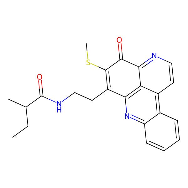2D Structure of (2R)-2-methyl-N-[2-(11-methylsulfanyl-12-oxo-8,14-diazatetracyclo[7.7.1.02,7.013,17]heptadeca-1(17),2,4,6,8,10,13,15-octaen-10-yl)ethyl]butanamide