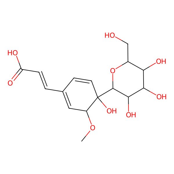 2D Structure of (E)-3-[4-hydroxy-3-methoxy-4-[(2R,3R,4S,5S,6R)-3,4,5-trihydroxy-6-(hydroxymethyl)oxan-2-yl]cyclohexa-1,5-dien-1-yl]prop-2-enoic acid