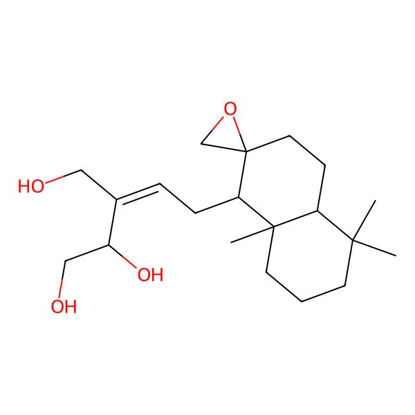 2D Structure of (2S,3Z)-3-[2-[(1R,2S,4aS,8aS)-5,5,8a-trimethylspiro[3,4,4a,6,7,8-hexahydro-1H-naphthalene-2,2'-oxirane]-1-yl]ethylidene]butane-1,2,4-triol