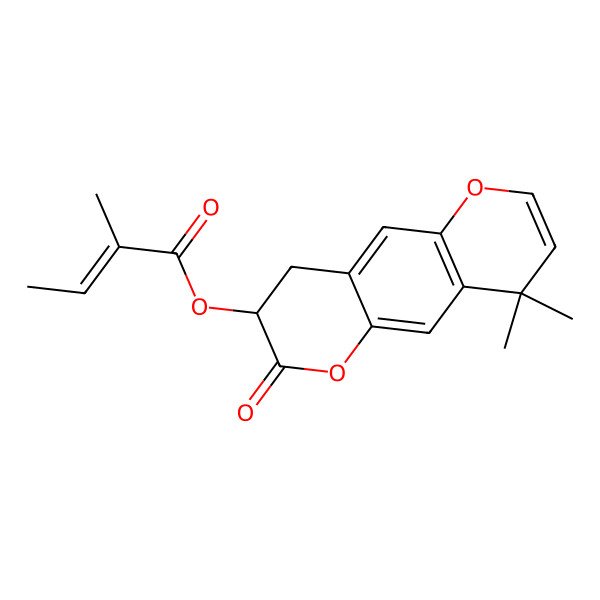 2D Structure of (9,9-dimethyl-2-oxo-3,4-dihydropyrano[2,3-g]chromen-3-yl) (Z)-2-methylbut-2-enoate