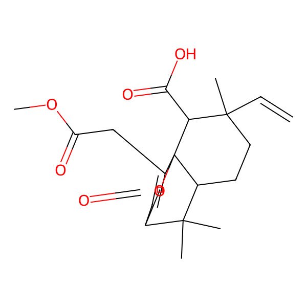 2D Structure of (1R,2S,3S,6S,8S)-3-ethenyl-11-(2-methoxy-2-oxoethyl)-3,7,7-trimethyl-9-oxo-10-oxatricyclo[6.2.2.01,6]dodec-11-ene-2-carboxylic acid