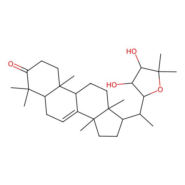 2D Structure of (5R,9R,10R,13S,14S,17S)-17-[(1R)-1-[(2S,3R,4S)-3,4-dihydroxy-5,5-dimethyloxolan-2-yl]ethyl]-4,4,10,13,14-pentamethyl-1,2,5,6,9,11,12,15,16,17-decahydrocyclopenta[a]phenanthren-3-one