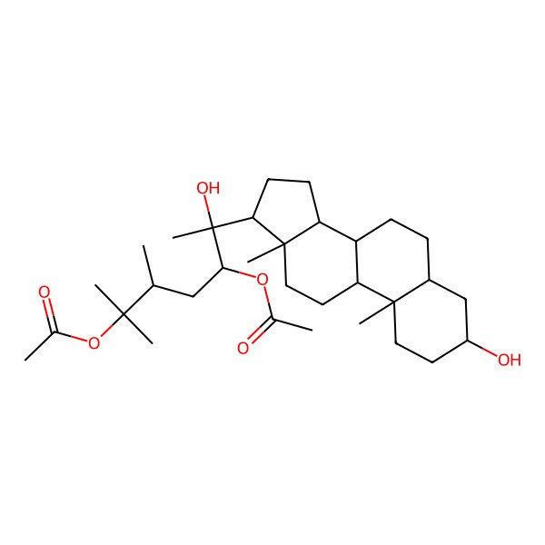 2D Structure of [6-acetyloxy-2-hydroxy-2-(3-hydroxy-10,13-dimethyl-2,3,4,5,6,7,8,9,11,12,14,15,16,17-tetradecahydro-1H-cyclopenta[a]phenanthren-17-yl)-5,6-dimethylheptan-3-yl] acetate