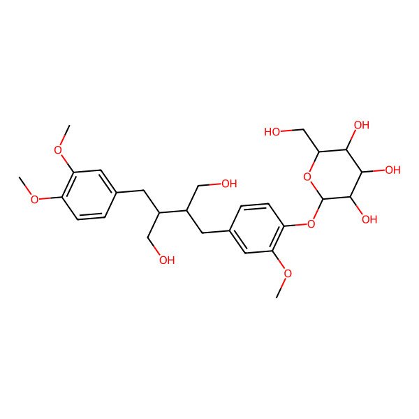 2D Structure of (2S,3R,4S,5S,6R)-2-[4-[(2R,3R)-3-[(3,4-dimethoxyphenyl)methyl]-4-hydroxy-2-(hydroxymethyl)butyl]-2-methoxyphenoxy]-6-(hydroxymethyl)oxane-3,4,5-triol