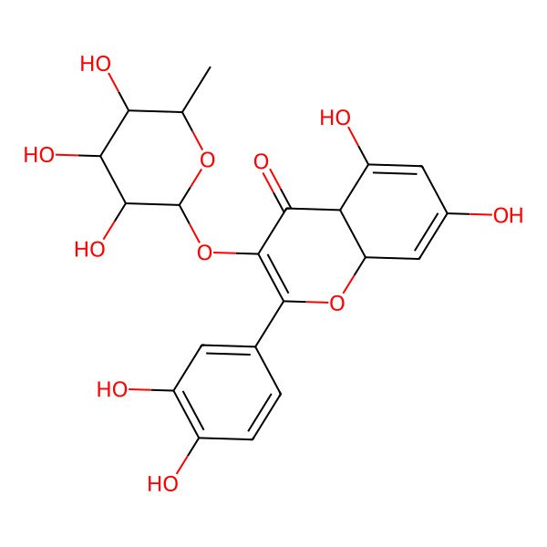 2D Structure of 2-(3,4-Dihydroxyphenyl)-5,7-dihydroxy-3-(3,4,5-trihydroxy-6-methyloxan-2-yl)oxy-4a,8a-dihydrochromen-4-one