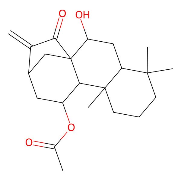 2D Structure of [(1R,2R,4R,9R,10S,11S,13S)-2-hydroxy-5,5,9-trimethyl-14-methylidene-15-oxo-11-tetracyclo[11.2.1.01,10.04,9]hexadecanyl] acetate