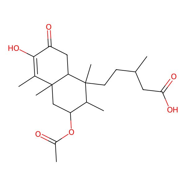 2D Structure of (3R)-5-[(1R,2S,3S,4aS,8aR)-3-acetyloxy-6-hydroxy-1,2,4a,5-tetramethyl-7-oxo-3,4,8,8a-tetrahydro-2H-naphthalen-1-yl]-3-methylpentanoic acid