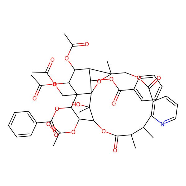 2D Structure of [(1R,3R,13R,14S,17S,18R,19R,20R,21S,22R,23R,24R,25S)-18,21,22-triacetyloxy-20-(acetyloxymethyl)-19-benzoyloxy-25-hydroxy-3,13,14,25-tetramethyl-6,15-dioxo-2,5,16-trioxa-11-azapentacyclo[15.7.1.01,20.03,23.07,12]pentacosa-7(12),8,10-trien-24-yl] benzoate