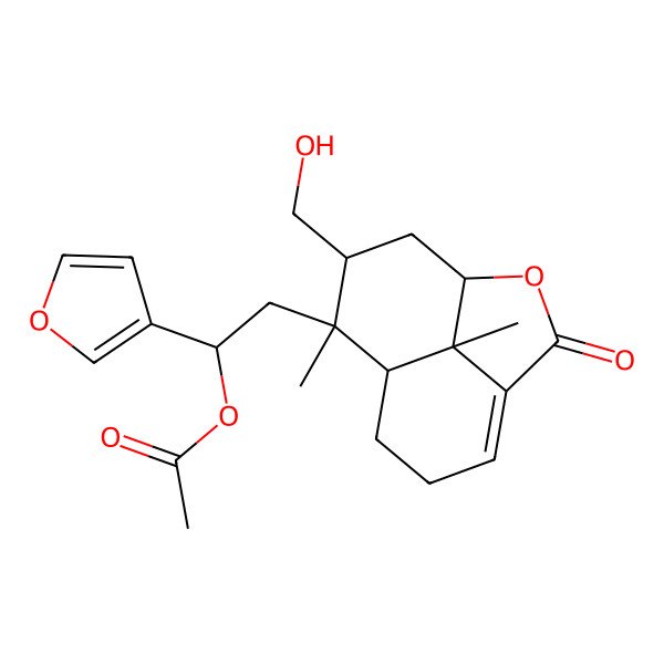 2D Structure of [(1R)-1-(furan-3-yl)-2-[(1S,8R,9R,10R,12S)-10-(hydroxymethyl)-9,12-dimethyl-3-oxo-2-oxatricyclo[6.3.1.04,12]dodec-4-en-9-yl]ethyl] acetate