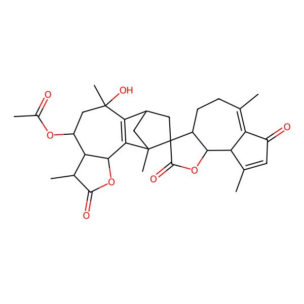 2D Structure of (10'-hydroxy-1',6,6',9,10'-pentamethyl-2,5',7-trioxospiro[4,5,9a,9b-tetrahydro-3aH-azuleno[4,5-b]furan-3,14'-4-oxatetracyclo[10.2.1.02,11.03,7]pentadec-2(11)-ene]-8'-yl) acetate
