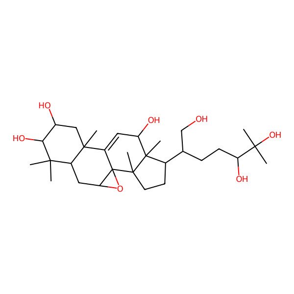 2D Structure of 6,6,10,14,18-Pentamethyl-15-(1,5,6-trihydroxy-6-methylheptan-2-yl)-2-oxapentacyclo[9.7.0.01,3.05,10.014,18]octadec-11-ene-7,8,13-triol