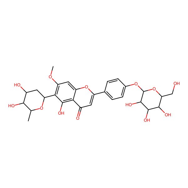 2D Structure of 6-(4,5-Dihydroxy-6-methyloxan-2-yl)-5-hydroxy-7-methoxy-2-[4-[3,4,5-trihydroxy-6-(hydroxymethyl)oxan-2-yl]oxyphenyl]chromen-4-one