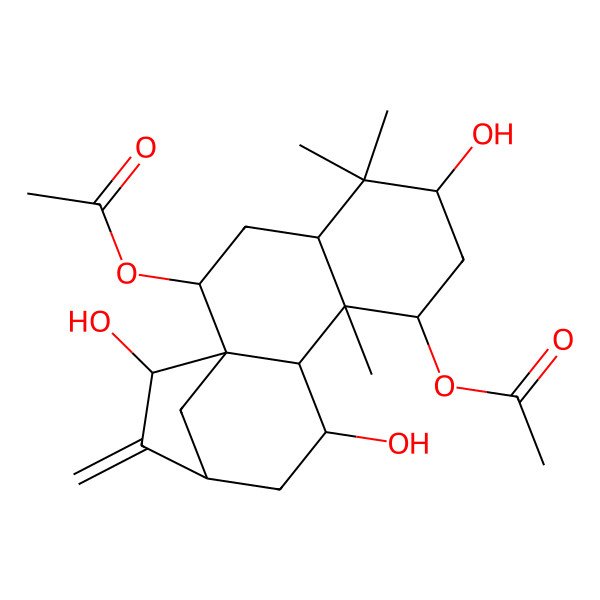 2D Structure of [(1S,2S,4R,6S,8S,9R,10S,11S,13S,15R)-8-acetyloxy-6,11,15-trihydroxy-5,5,9-trimethyl-14-methylidene-2-tetracyclo[11.2.1.01,10.04,9]hexadecanyl] acetate